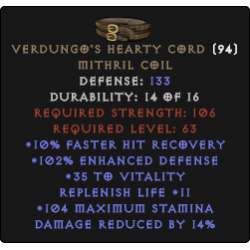 Verdungo's Hearty Cord - 15% DR +40 Vit 13rep
