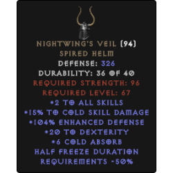 Nightwing's Veil 15% to Cold Skill